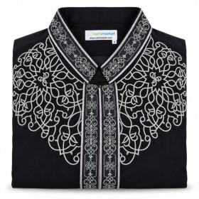 İmam Cübbesi Nakışlı Siyah Renk