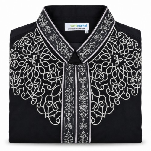 İmam Cübbesi Nakışlı Siyah Renk