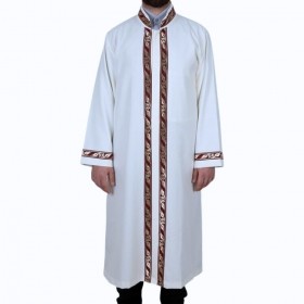 İmam Cübbesi Kırmızı Sırmalı Beyaz Renk