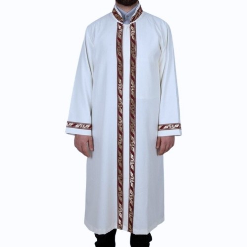İmam Cübbesi Kırmızı Sırmalı Beyaz Renk