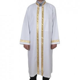 İmam Cübbesi Sarı Sırmalı Beyaz Renk