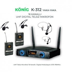 König K-312YY UHF Telsiz Çift Yaka +Kafa Mikrofonu