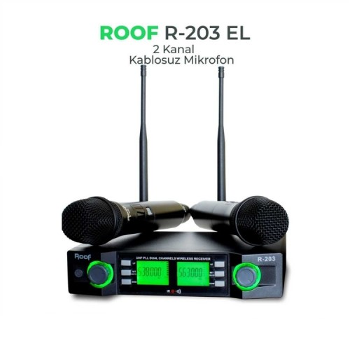 Roof R-203E UHF Kablosuz Çift El Mikrofonu
