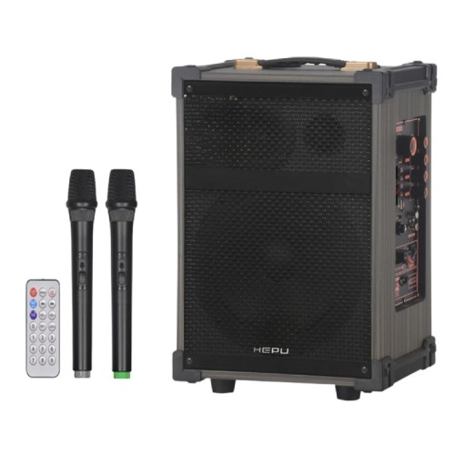 Hepu HP-976 Partybox Kablosuz Çift El Mikrofonlu Sarjlı Bluetooth 8” 40W Hoparlör