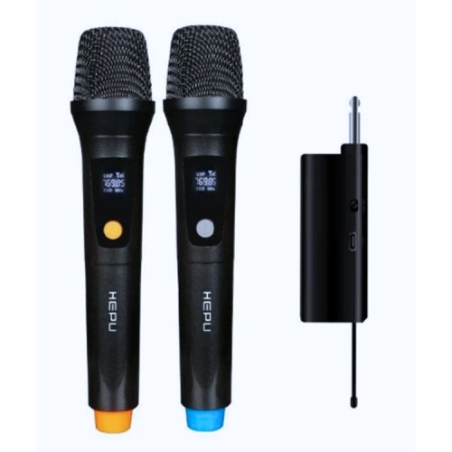 Hepu HP-M001 Çift El UHF Kablosuz Telsiz Mikrofon