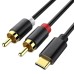 Type-C Erkek to 2xRCA Erkek Stereo 2 Metre Ses Aktarım Kablosu - 29963