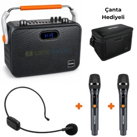 Rose HP-501-EEK 150 Watt Kablosuz Çift El ve Kafa Mikrofonlu USB-SD-Bluetooth Taşınabilir Ses Sistemi