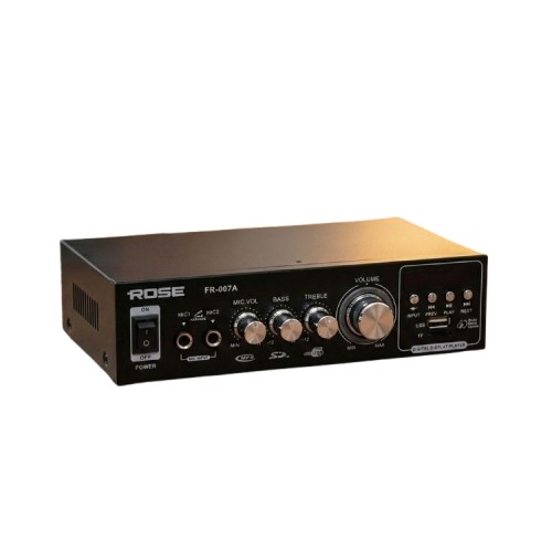 Rose FR-007A 2x50 Watt Stereo Anfi 12V/220V Mp3, Bluetooth, SD Kart 2 Mikrofon Girişli Kumandalı Rose FR-007A 2x50 Watt Stereo Anfi 12V/220V Mp3, Bluetooth, SD Kart 2 Mikrofon Girişli Kumandalı