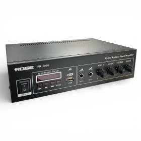 Rose FR-100U 80 Watt Trafolu Mağaza Anfisi 2 Mikrofon Girişli Mp3, Bluetooth, Kumandalı