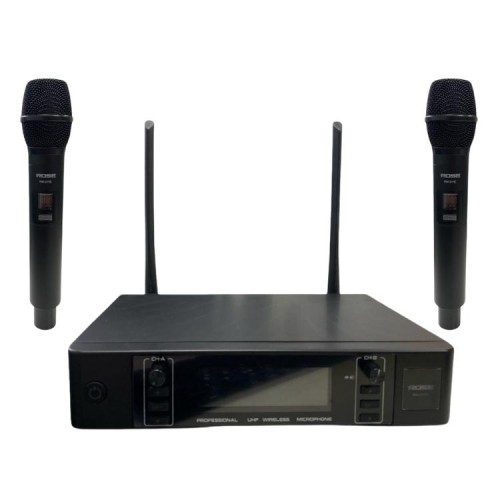 Rose RW-211-EE UHF Kablosuz Telsiz Çift El Mikrofon 2x100 Kanal