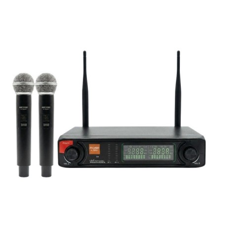 Rose R-702-EE UHF Kablosuz Telsiz Çift El Mikrofon 2x48 Kanal