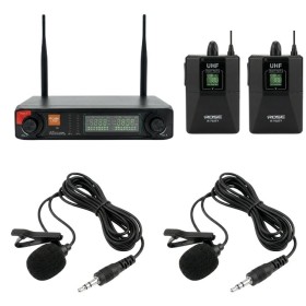 Rose R-702-YY UHF Kablosuz Telsiz Çift Yaka Mikrofon 2x48 Kanal