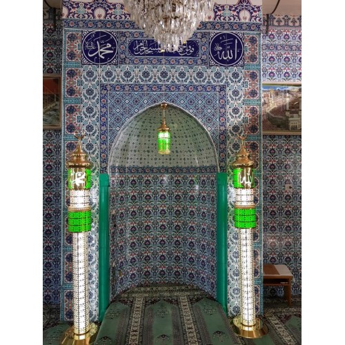 Çift Şerefeli Kubbeli Cami Şamdanı 3'lü Set Çift Şerefeli Kubbeli Cami Şamdanı 3'lü Set