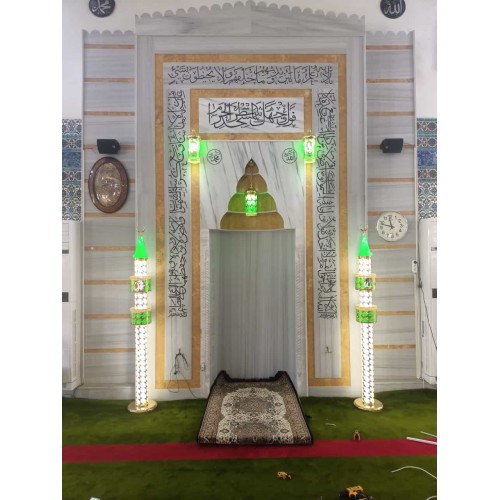 Lüks Çift Şerefeli Cami Şamdanı 5'li Set Lüks Çift Şerefeli Cami Şamdanı 5'li Set