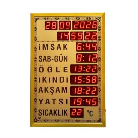 Dijital Cami Saati 40x60 Cm Tam Gold Kumandalı